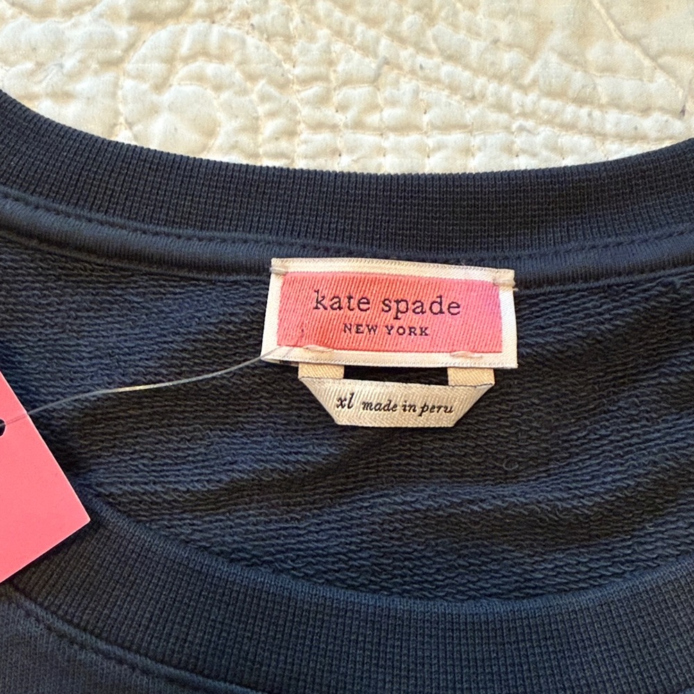 Kate Spade Navy Embroidered Sweatshirt Sz XL - Picture 4 of 6